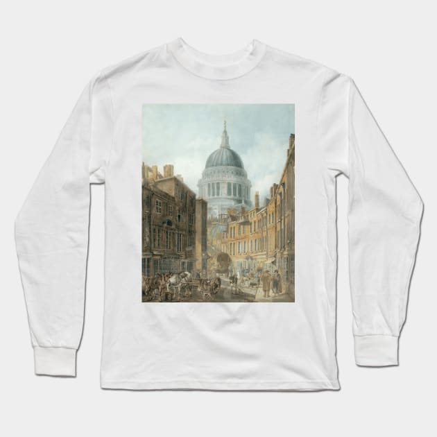 St. Paul's Cathedral from St. Martin's-le-Grand by Thomas Girtin Long Sleeve T-Shirt by Classic Art Stall